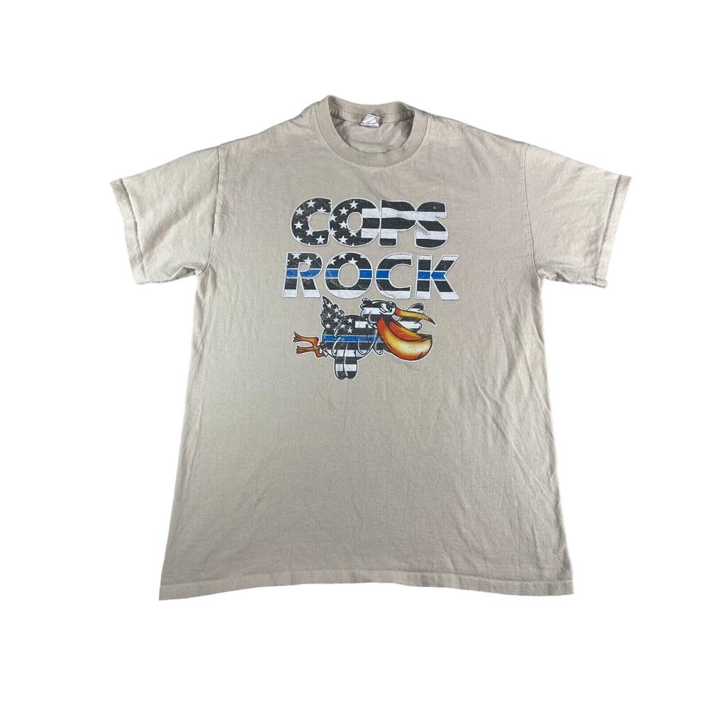 Fudpuckers Shirt Mens Medium Brown Cops Rock Police Florida Law Enforcement